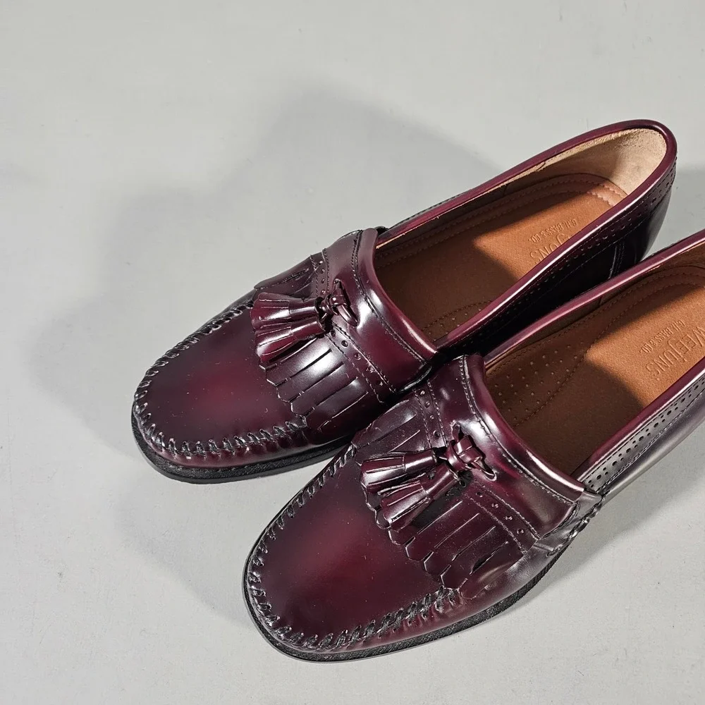G.H. Bass Weejuns Tassel Loafers Men 10 Burgundy Kiltie Leather Shoes Jeremy